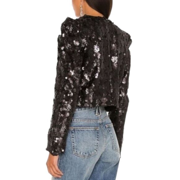 Blank NYC Jacket Women’s XS Black Sequin Puff Sleeve Crop Party Club Revolve NEW - Picture 12 of 16